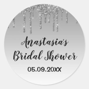 Sticker Rond Mariage Gray & Paillettes de Dégoulinements d'Arge