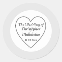 Sticker Rond Mariage gris argent simple et blanc