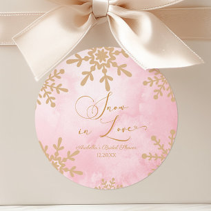 Sticker Rond Mariage hivernal sous la neige Shower de mariage