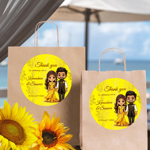 Sticker Rond Mariage indien Haldi Sanget merci pour