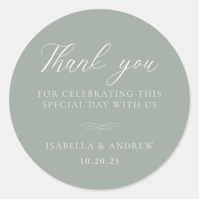 Sticker Rond Mariage italien Solid Sage Green (Devant)