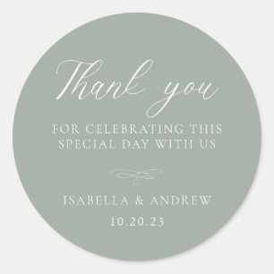 Sticker Rond Mariage italien Solid Sage Green