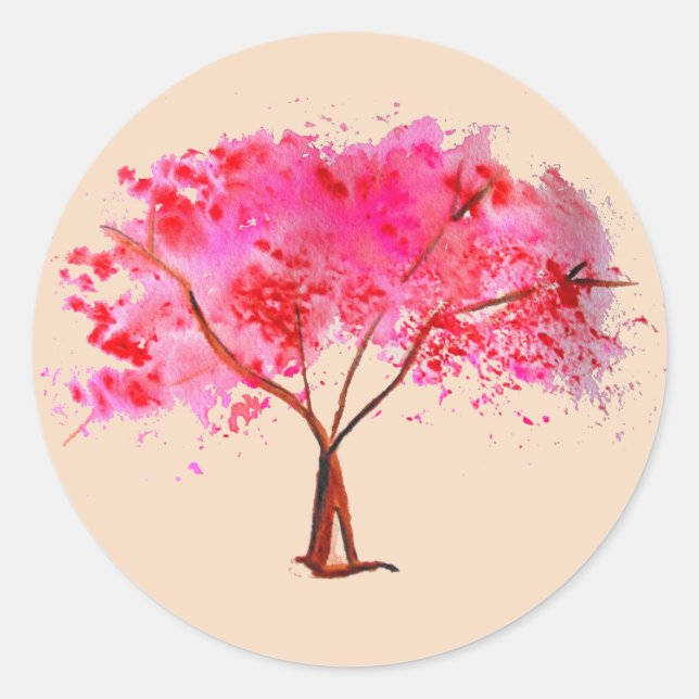 Sticker Rond Mariage japonais de fleurs de cerisier de Sakura (Devant)