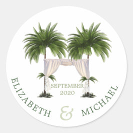 Sticker Rond Mariage juif Chuppah élégant Palm moderne
