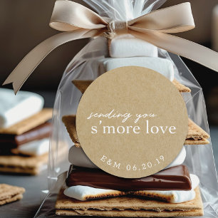Sticker Rond Mariage Kraft Rustique Faveur de S'mores d'Amour