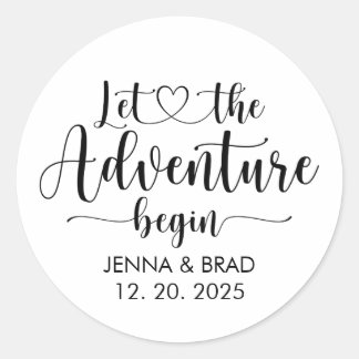 Sticker Rond Mariage Laisser Commencer L'Aventure