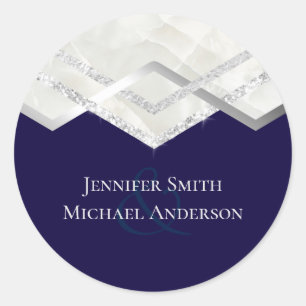 Sticker Rond Mariage LeahG Budget Marine Silver Deco