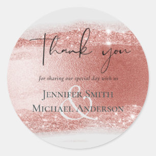 Sticker Rond Mariage Look Feuille Pailletée Or Rose Budget