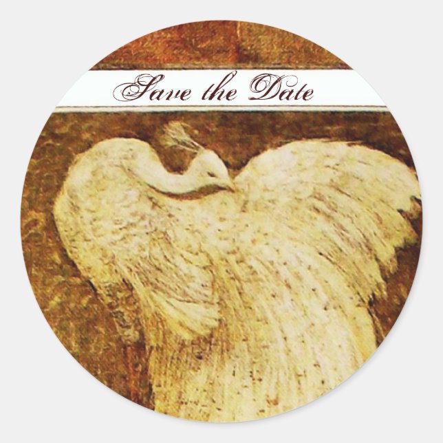 Sticker Rond MARIAGE LOVE PEACOCK brun blanc (Devant)