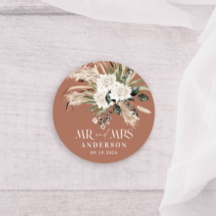 Sticker Rond Mariage M. Mme Pampas herbe, eucalyptus botanique