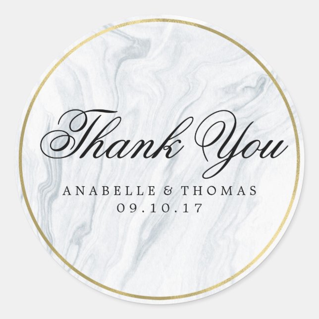 Sticker Rond Mariage marbre et or (Devant)