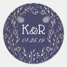 Mariage Marine Blue et Gold Floral Garden