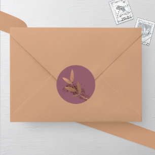 Sticker rond Mariage Mauve et Bronze Fall Leaf