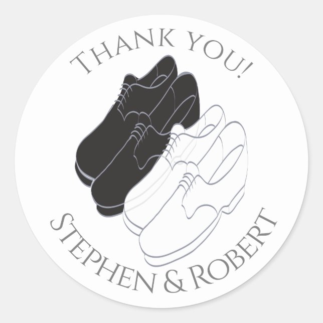 Sticker Rond Mariage Mens Chaussures Noir et Blanc (Devant)