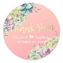 Mariage Merci Chic Aquarelle Succulent Plante