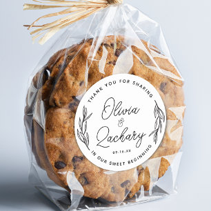 Sticker Rond Mariage Merci de la végétation circulaire écriture