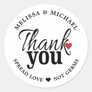 Sticker Rond Mariage Merci Répandu Amour Pas Germes Sanitizer