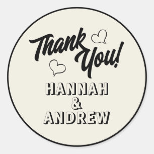 Sticker Rond Mariage merci simple coeur dessiné main
