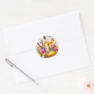 Sticker Rond Mariage mexicain Fiesta Tequila