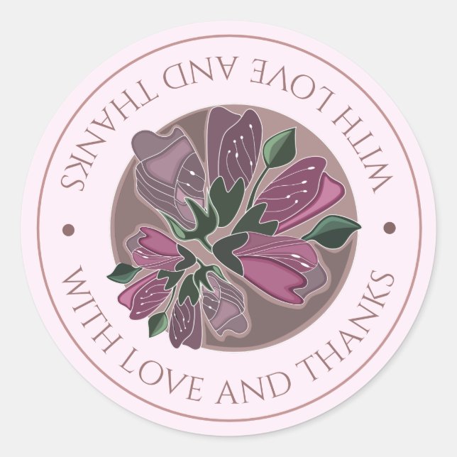 Sticker Rond Mariage/Mignonne Pastel Romantique Violet Floral (Devant)