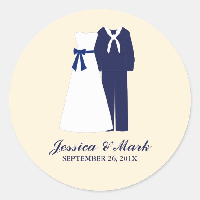 Sticker Rond Mariage militaire (Devant)