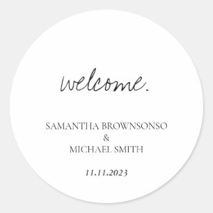 Sticker Rond Mariage minimal manuscrit Enregistrer la date bien