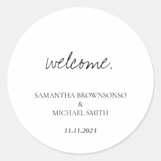 Sticker Rond Mariage minimal manuscrit Enregistrer la date bien