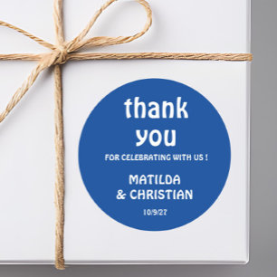 Sticker Rond Mariage Minimaliste Bleu Profond 