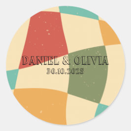 Sticker Rond Mariage minimaliste coloré