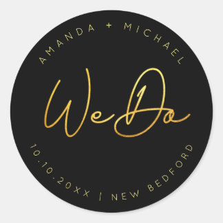 Sticker Rond Mariage minimaliste de script or moderne