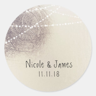 Sticker Rond Mariage minimaliste rustique en écorce d'arbre de