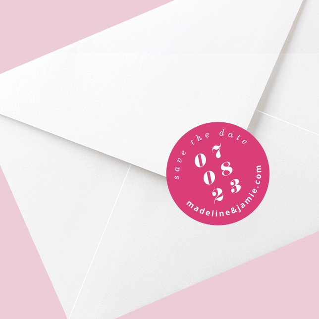Sticker Rond Mariage minimum Bold Date Enregistrer la date Mage (Créateur téléchargé)