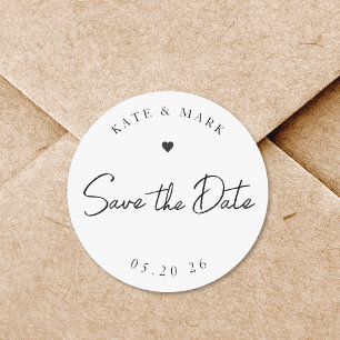 Sticker Rond Mariage moderne avec calligraphie manuscrite, cart