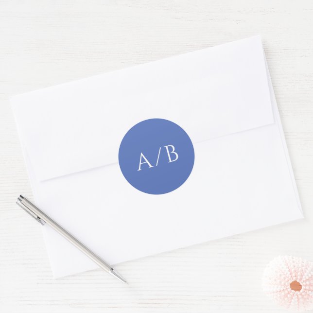 Sticker Rond Mariage moderne Bleu élégant (Enveloppe)