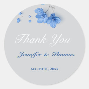 Sticker Rond Mariage Moderne Cottagecore Fleurs Sauvages Bleu C