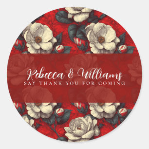 Sticker Rond Mariage Moderne de Jardins de Gardenias Rouges Ten