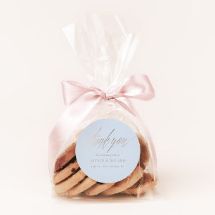 Sticker Rond Mariage moderne Dusty Blue & Faux Gold Favor