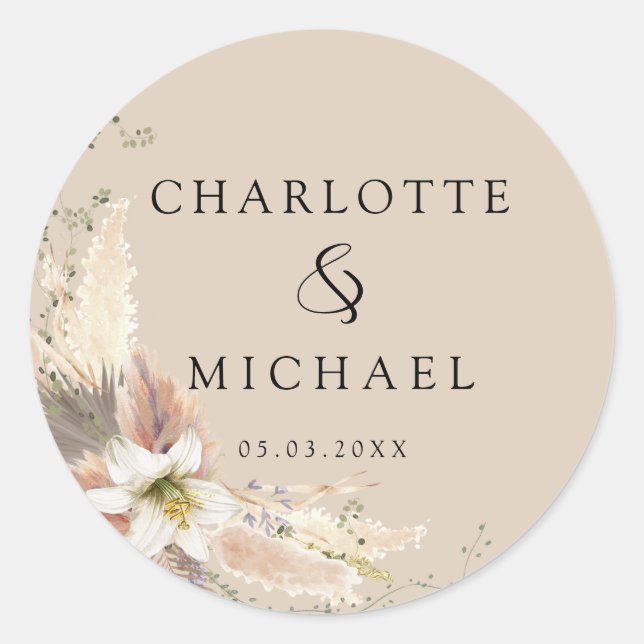 Sticker Rond Mariage moderne et élégant (Devant)