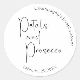 Sticker Rond Mariage Moderne Fleurs et Prosecco pour la Fête de