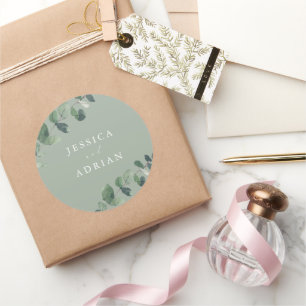 Sticker Rond Mariage moderne Green Elegance