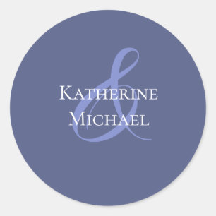 Sticker Rond Mariage moderne Marlin bleu et blanc