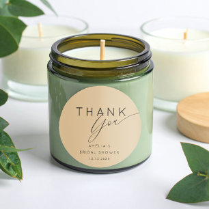 Sticker Rond Mariage Moderne Or Beige Merci Shower 