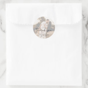 Sticker Rond Mariage Moderne Photo Écriture Rustique