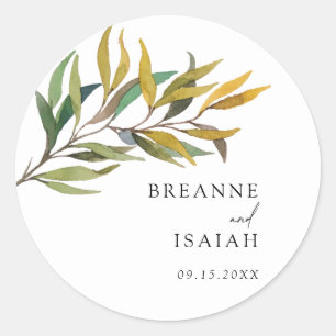 Sticker Rond Mariage moderne simple et verdoyante