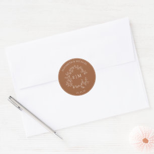 Sticker Rond Mariage Monogramme en terre cuite moderne
