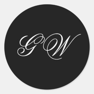 Sticker Rond Mariage Monogramme minimaliste moderne