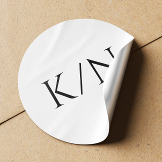 Sticker Rond Mariage monogramme minimaliste noir et blanc