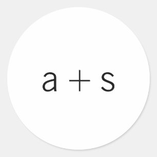 Sticker Rond Mariage Monogramme Minimaliste Noir et Blanc