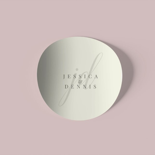 Sticker Rond Mariage Monogramme Moderne Minimaliste Élégant Scr (Créateur téléchargé)