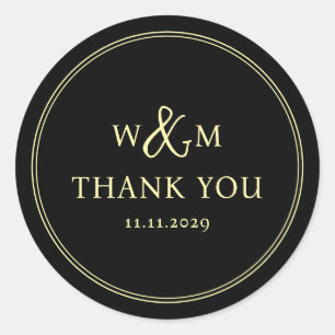 Sticker Rond Mariage monogramme moderne simple et élégant